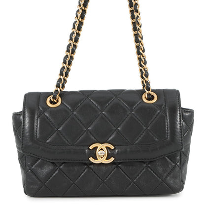 CHANEL Matelasse Flap Bag ChainShoulder BlackAS5259 Lambskin Size 21