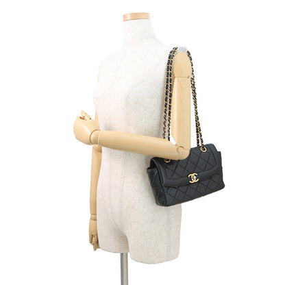 CHANEL Matelasse Flap Bag ChainShoulder BlackAS5259 Lambskin Size 21