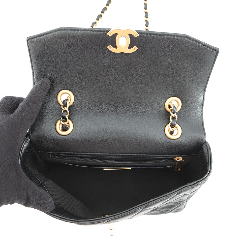 CHANEL Matelasse Flap Bag ChainShoulder BlackAS5259 Lambskin Size 21