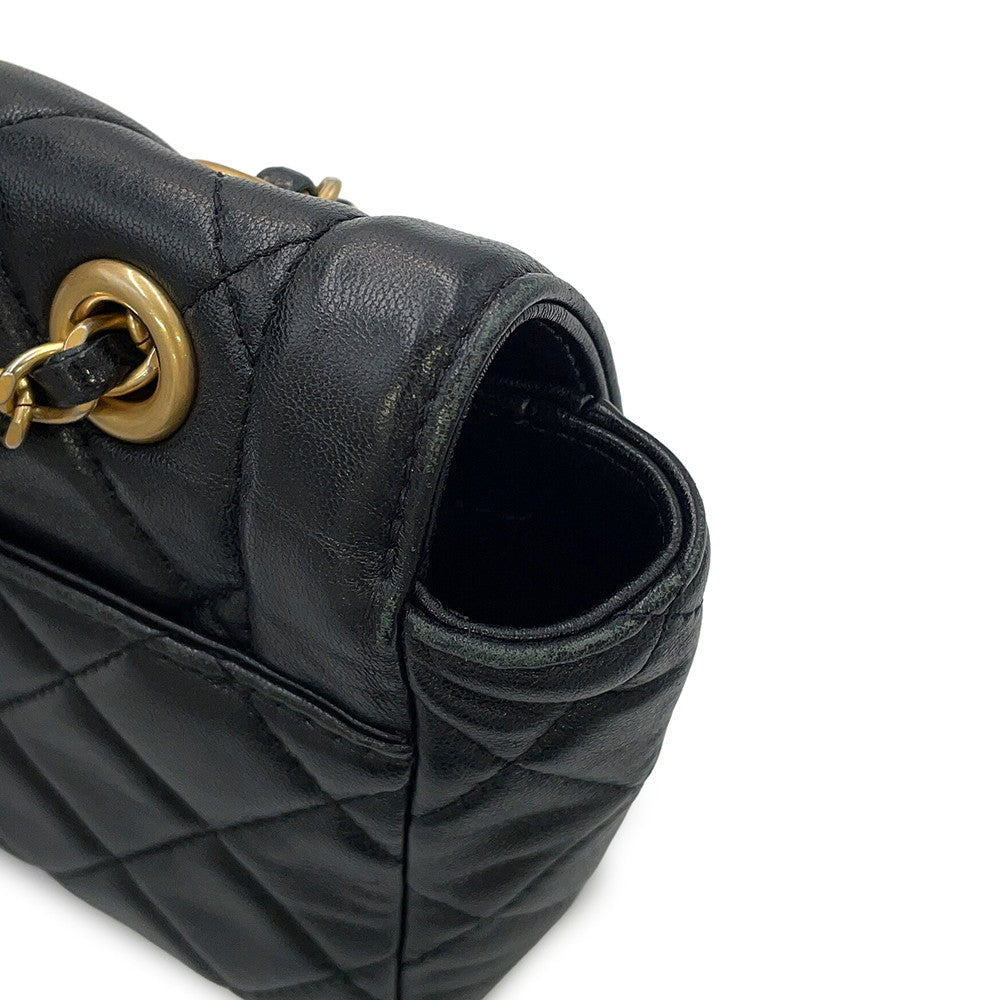 CHANEL Matelasse Flap Bag ChainShoulder BlackAS5259 Lambskin Size 21