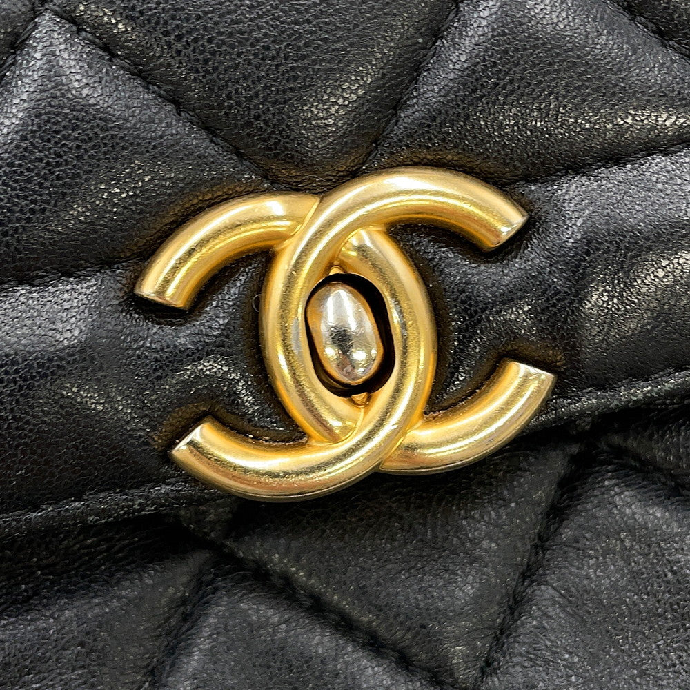 CHANEL Matelasse Flap Bag ChainShoulder BlackAS5259 Lambskin Size 21