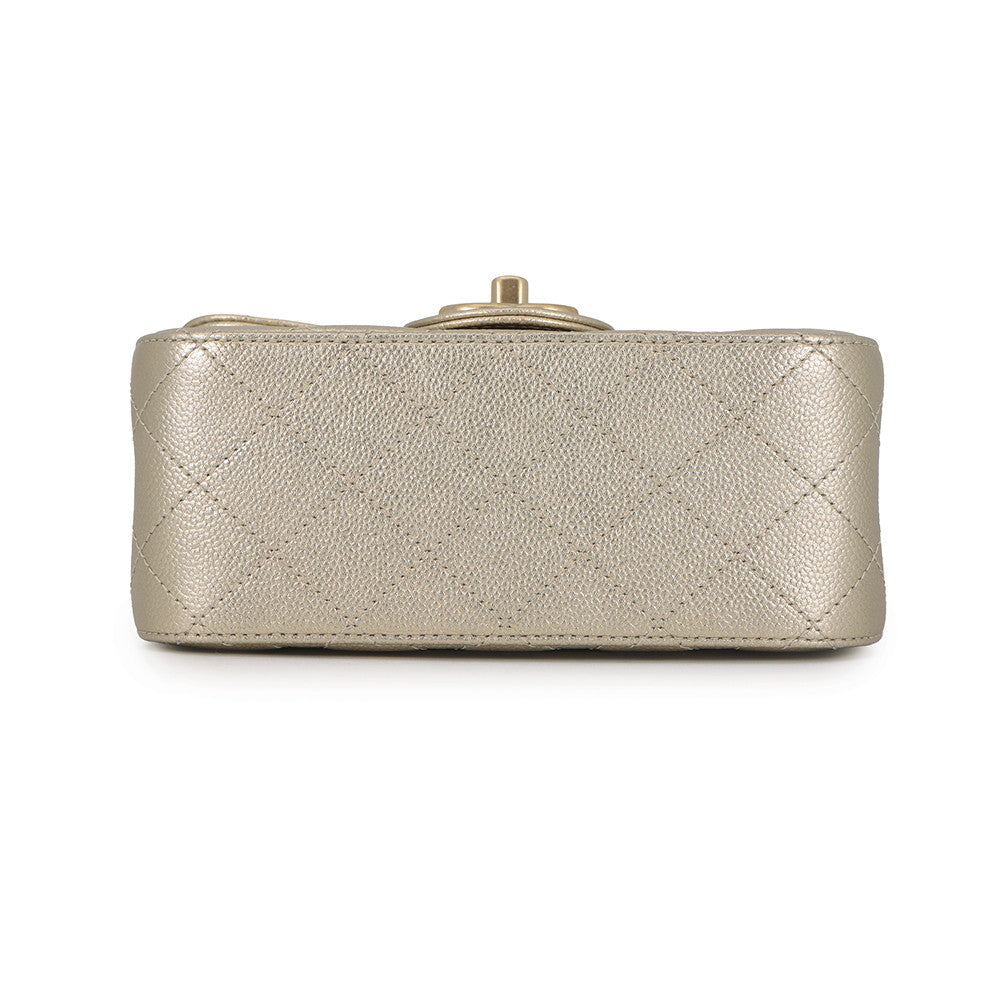 CHANEL Mini Matelasse ChainShoulder Bag GoldAS5758 Caviar Leather