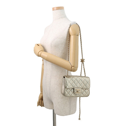 CHANEL Mini Matelasse ChainShoulder Bag GoldAS5758 Caviar Leather