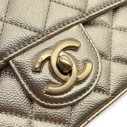 CHANEL Mini Matelasse ChainShoulder Bag GoldAS5758 Caviar Leather
