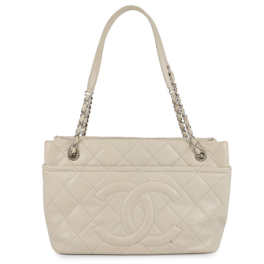 CHANEL Matelasse ChainTote Bag IvoryA48374 Caviar Leather
