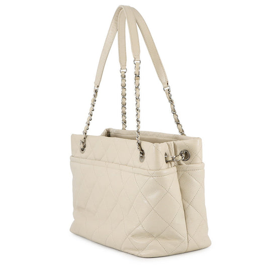 CHANEL Matelasse ChainTote Bag IvoryA48374 Caviar Leather