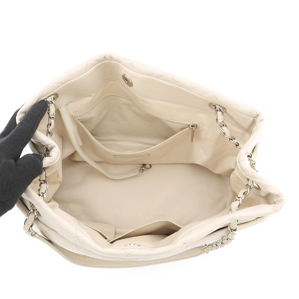CHANEL Matelasse ChainTote Bag IvoryA48374 Caviar Leather