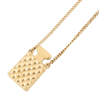 CHANEL CC Logo Perfume Bottle Motif NecklaceAB4392 Gold Plated Rhinestone Faux Pearl