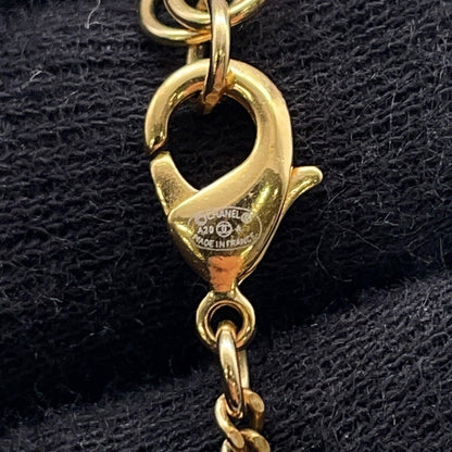 CHANEL CC Logo Perfume Bottle Motif NecklaceAB4392 Gold Plated Rhinestone Faux Pearl