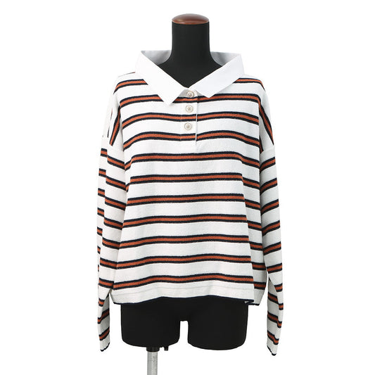 CHANEL pullover polo shirt Size 40 White/Navy/BrownP81087 Cotton 87% Viscose 8% Polyamide 4% Polyurethane 1%