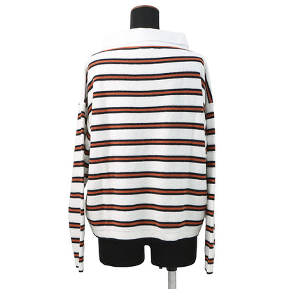 CHANEL pullover polo shirt Size 40 White/Navy/BrownP81087 Cotton 87% Viscose 8% Polyamide 4% Polyurethane 1%