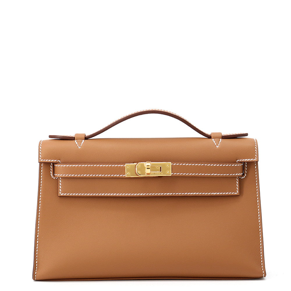 HERMES PochetteKelly Gold Swift Leather
