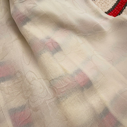 CHANEL Striped Tweed Jacket Size 42 Ivory/Red/BrownP33189 Cotton 38% Silk 38% Polyamide 17% Wool 4% Rayon2% Metal 1%