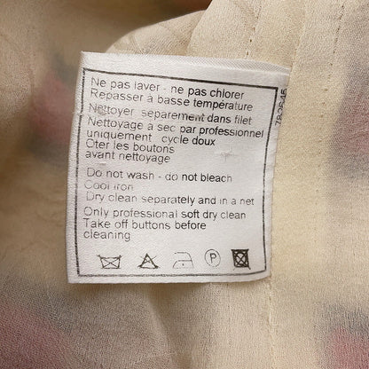 CHANEL Striped Tweed Jacket Size 42 Ivory/Red/BrownP33189 Cotton 38% Silk 38% Polyamide 17% Wool 4% Rayon2% Metal 1%