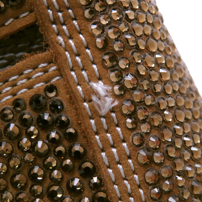 LOUIS VUITTON Oberkampf Line EncreBoots Brown/Gold Leather Rhinestone Size 10