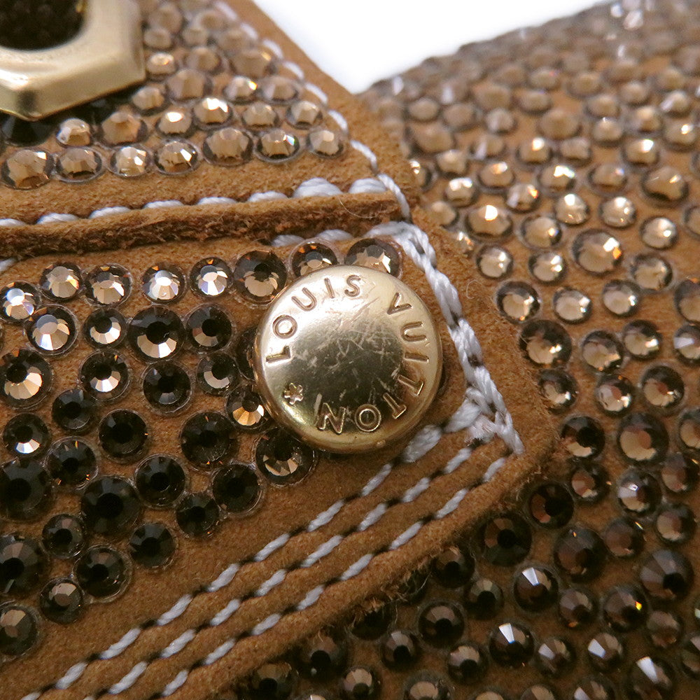 LOUIS VUITTON Oberkampf Line EncreBoots Brown/Gold Leather Rhinestone Size 10