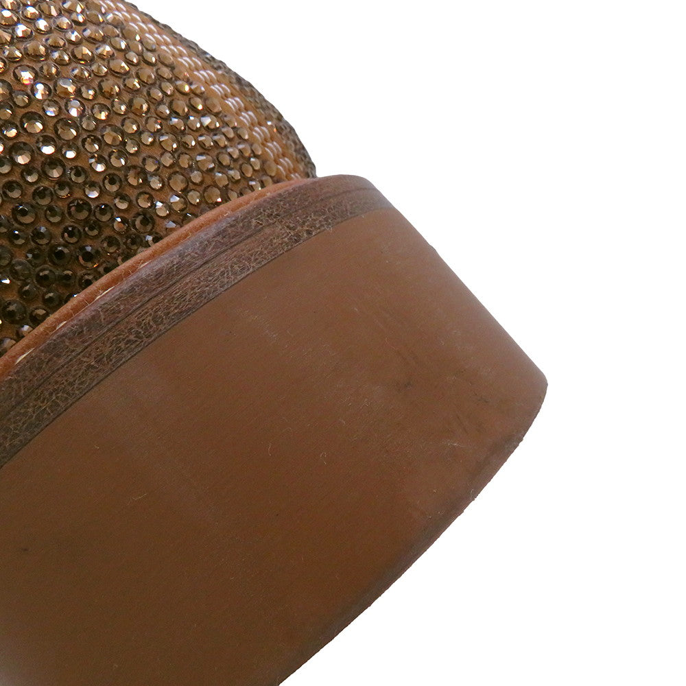 LOUIS VUITTON Oberkampf Line EncreBoots Brown/Gold Leather Rhinestone Size 10