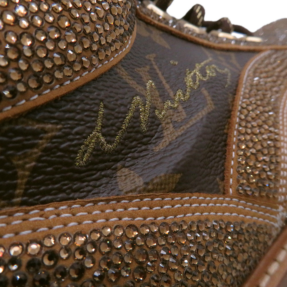 LOUIS VUITTON Oberkampf Line EncreBoots Brown/Gold Leather Rhinestone Size 10