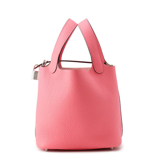 HERMES Picotin Lock Rose Azalee Taurillon Clemence Size PM