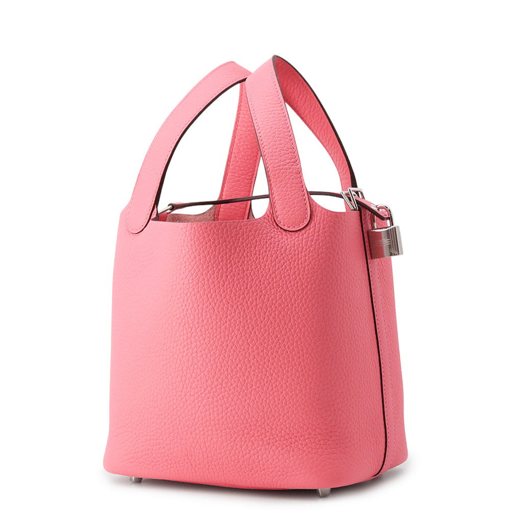 HERMES Picotin Lock Rose Azalee Taurillon Clemence Size PM