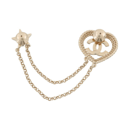 CHANEL Rhinestone Heart Star Brooch Metal Rhinestone Faux Pearl