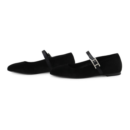 HERMES Ballet shoes "Jane" Black Velvet Fabric Satin Size 37H