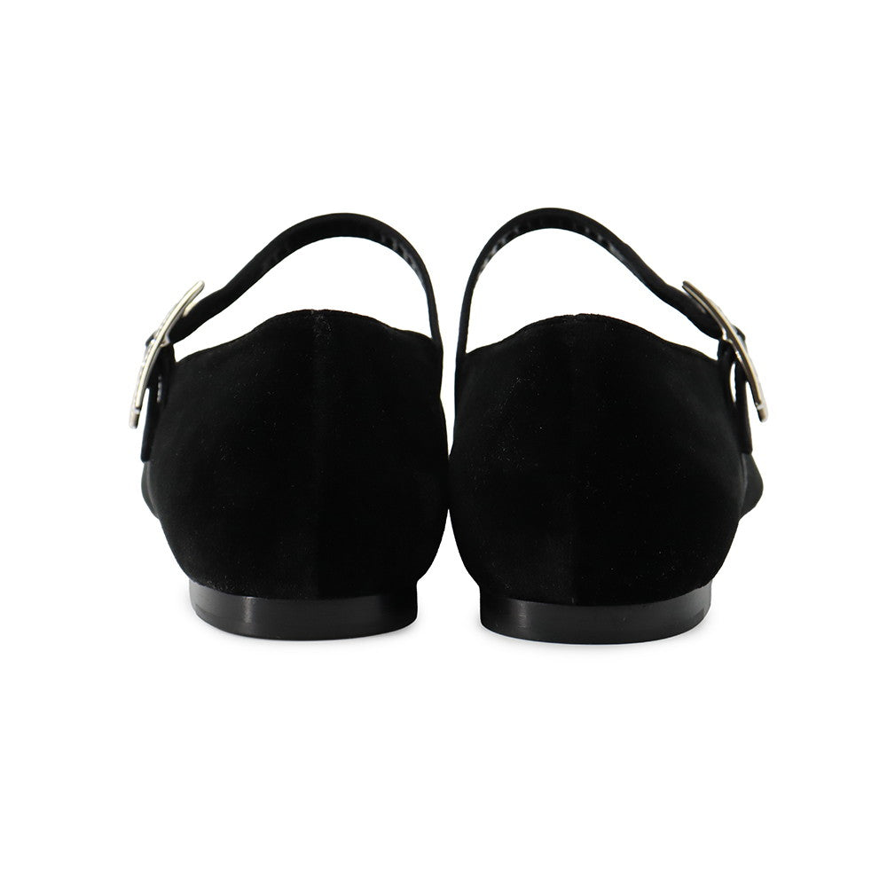 HERMES Ballet shoes "Jane" Black Velvet Fabric Satin Size 37H