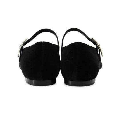 HERMES Ballet shoes "Jane" Black Velvet Fabric Satin Size 37H
