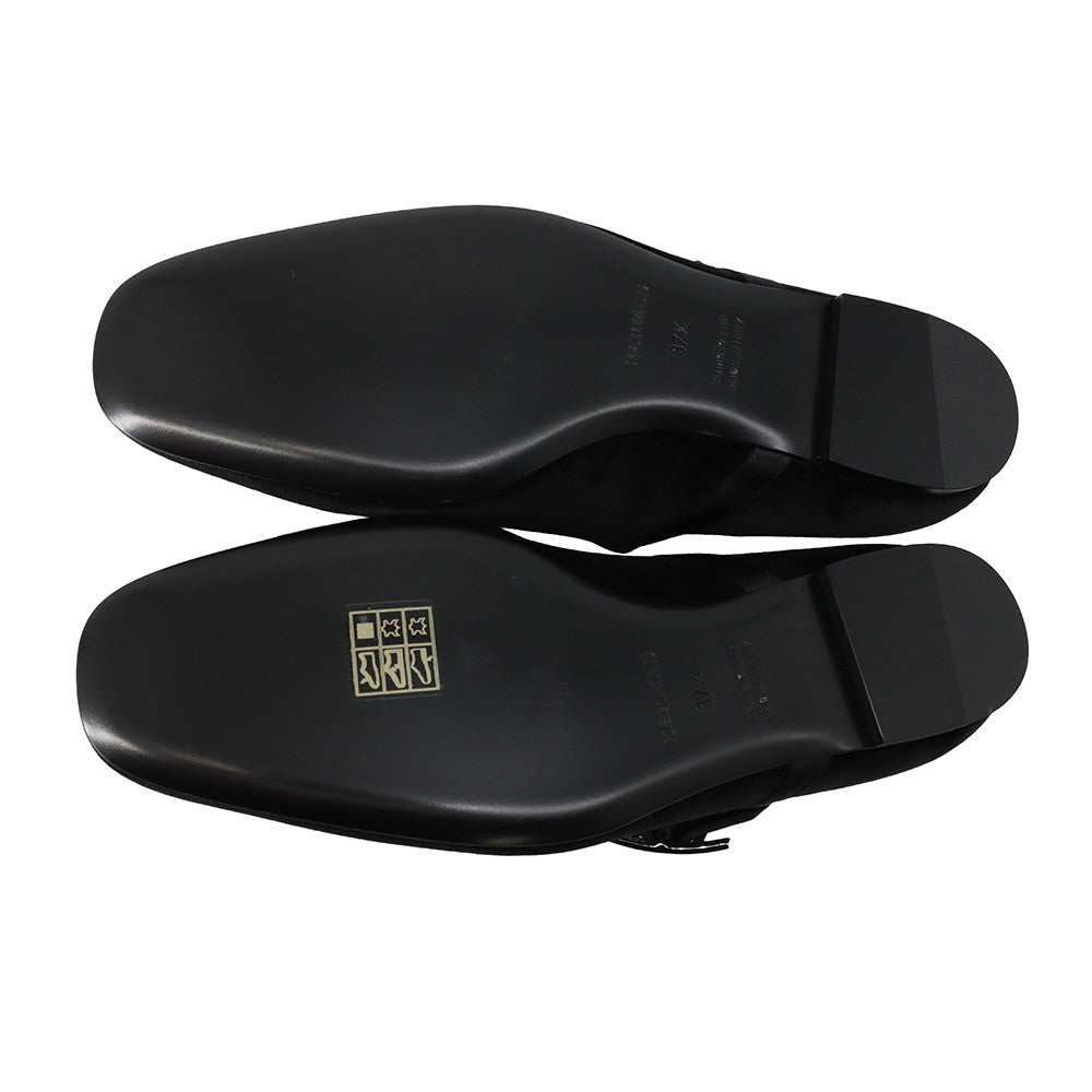 HERMES Ballet shoes "Jane" Black Velvet Fabric Satin Size 37H