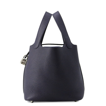 HERMES Picotin Lock Blue Nuit Taurillon Clemence Size PM