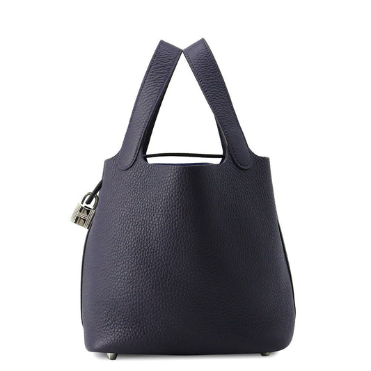 HERMES Picotin Lock Blue Nuit Taurillon Clemence Size PM