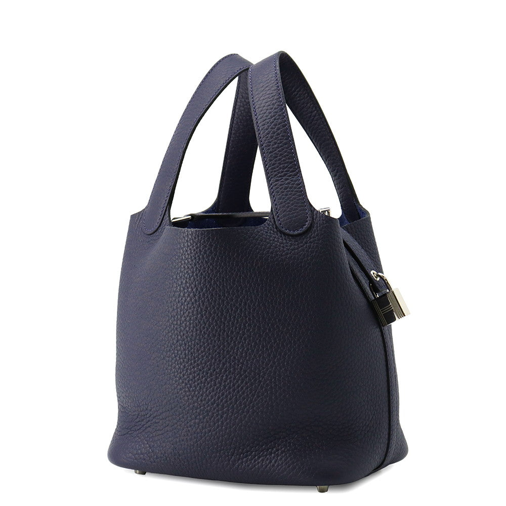 HERMES Picotin Lock Blue Nuit Taurillon Clemence Size PM