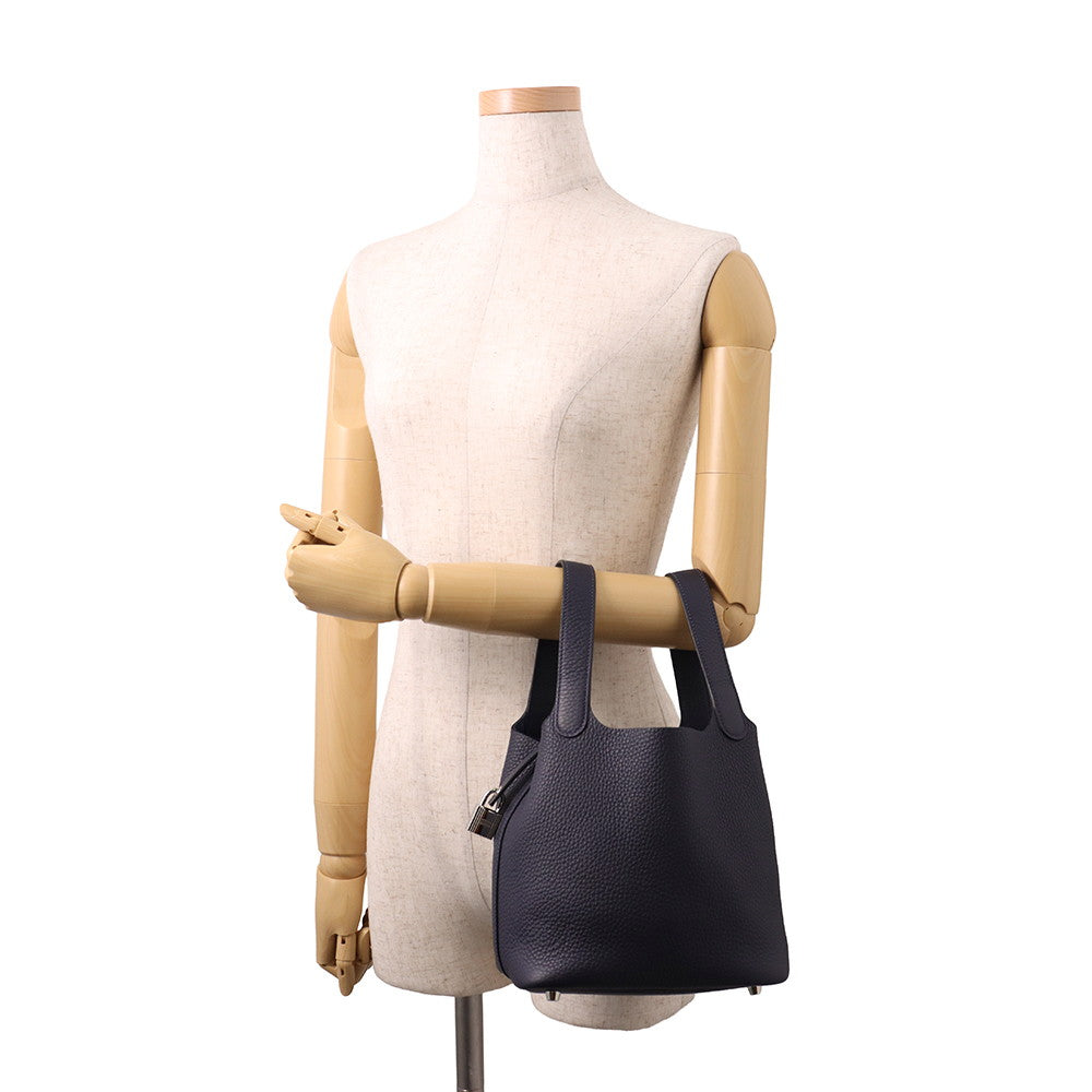 HERMES Picotin Lock Blue Nuit Taurillon Clemence Size PM