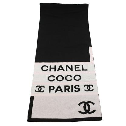 CHANEL CC Logo Large Scarf Black/White/Pink Cashmere100%