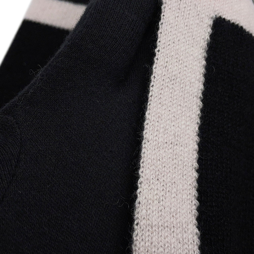 CHANEL CC Logo Large Scarf Black/White/Pink Cashmere100%