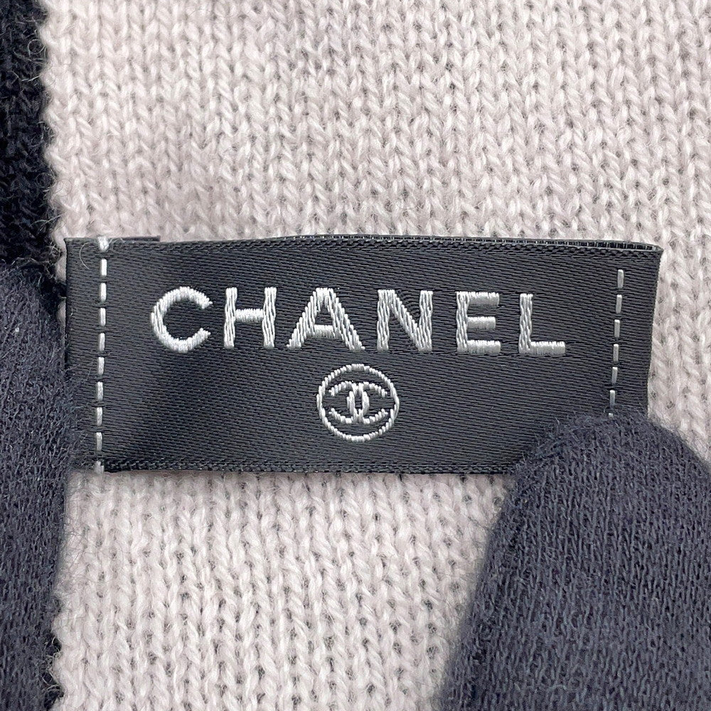 CHANEL CC Logo Large Scarf Black/White/Pink Cashmere100%
