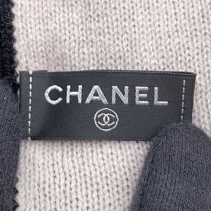 CHANEL CC Logo Large Scarf Black/White/Pink Cashmere100%