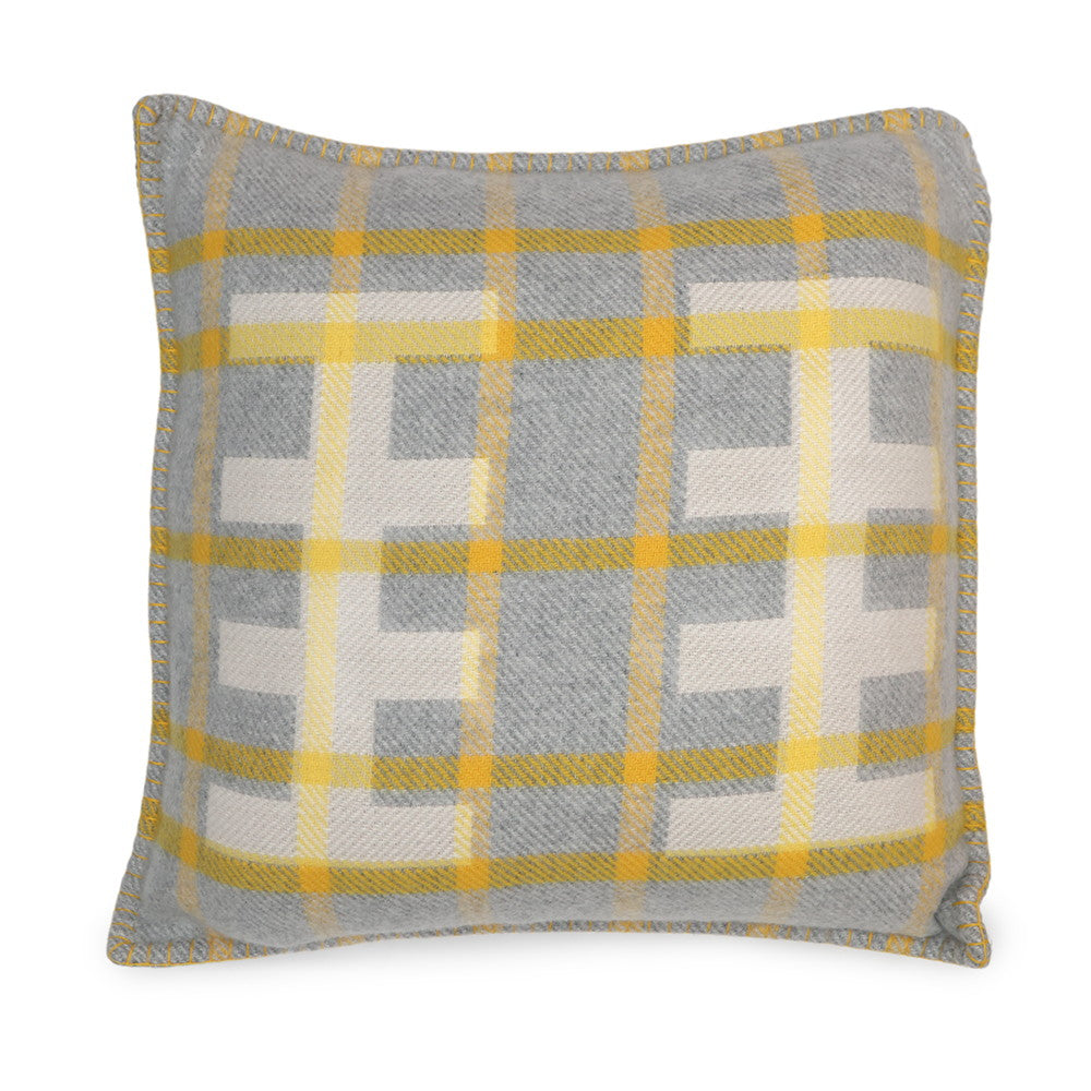 HERMES Echelle Cushion Gri-Suri Wool 100%