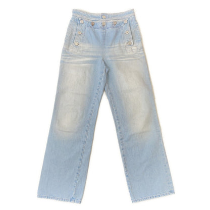 CHANEL COCO Button Denim Pants Size 36 Light BlueP76228 Cotton100%