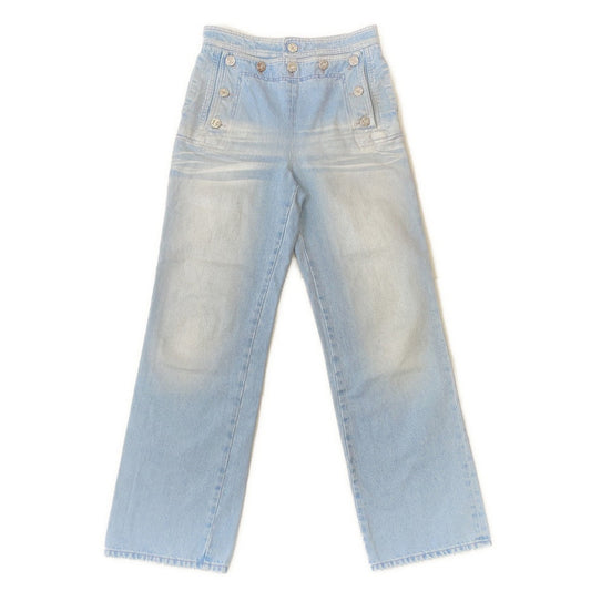 CHANEL COCO Button Denim Pants Size 36 Light BlueP76228 Cotton100%