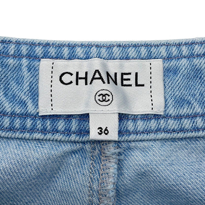 CHANEL COCO Button Denim Pants Size 36 Light BlueP76228 Cotton100%