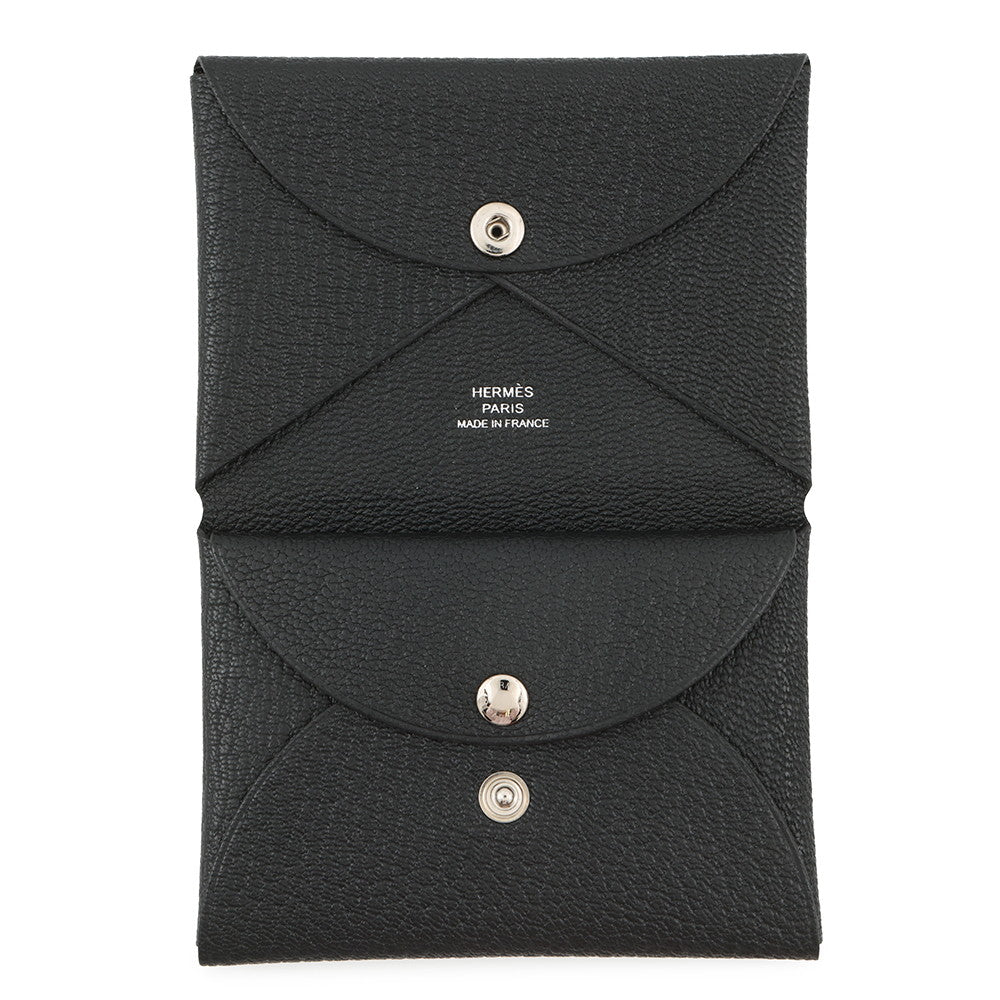 HERMES Calvi Duo Black Chevre Myzore Goatskin