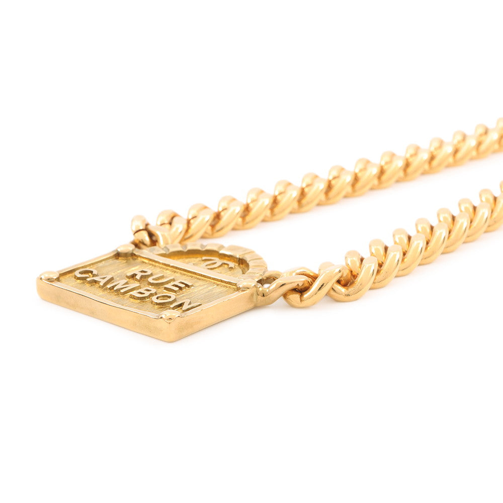 CHANEL RUE CAMBON logo necklace GoldAB8651 Gold Plated