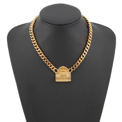 CHANEL RUE CAMBON logo necklace GoldAB8651 Gold Plated