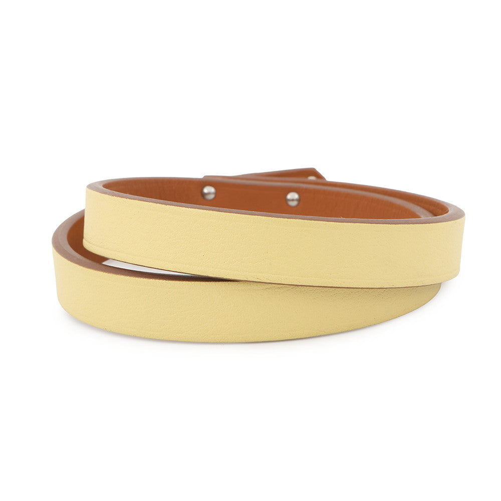HERMES Kelly Duble Tour Bracelet Size T2 Jaune Poussin Swift Leather