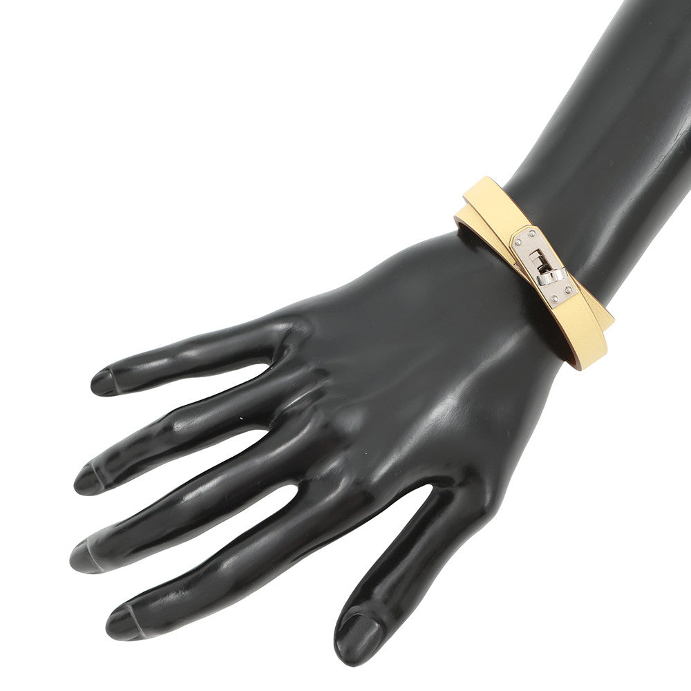 HERMES Kelly Duble Tour Bracelet Size T2 Jaune Poussin Swift Leather