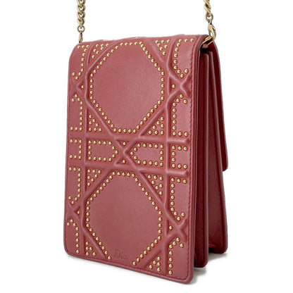 Dior Diorama Studded ChainShoulder Red Leather