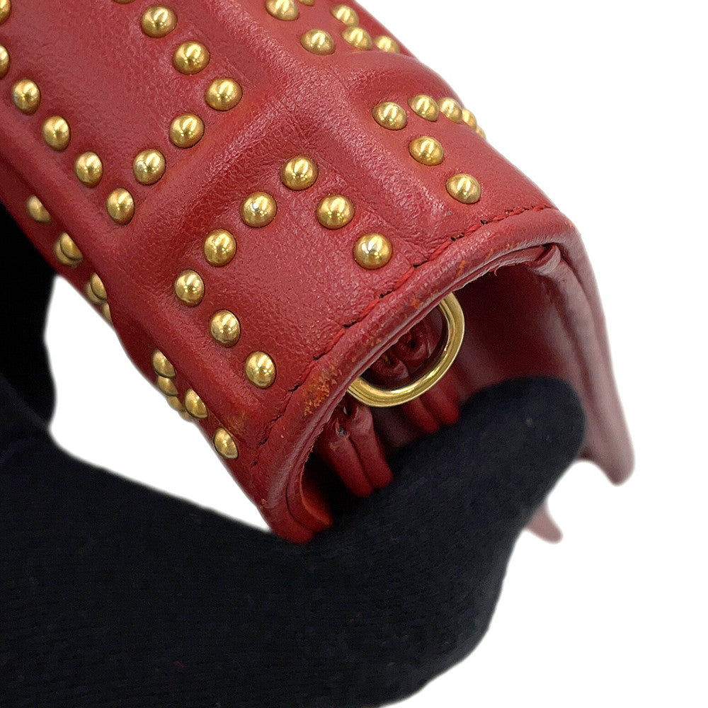 Dior Diorama Studded ChainShoulder Red Leather