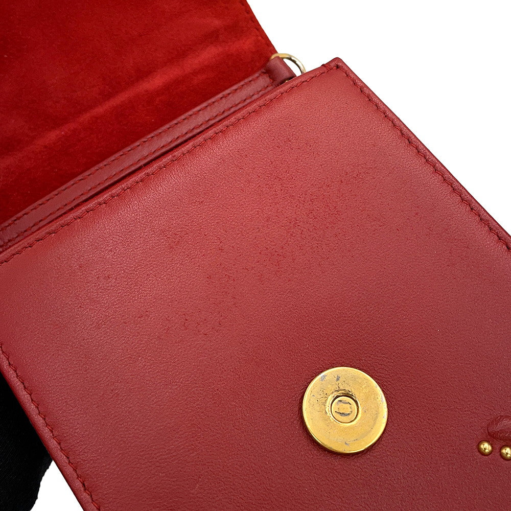 Dior Diorama Studded ChainShoulder Red Leather