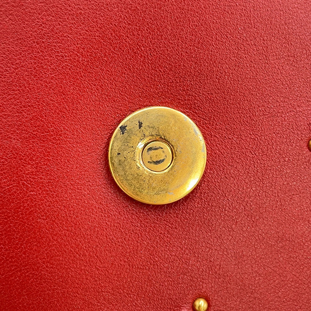 Dior Diorama Studded ChainShoulder Red Leather